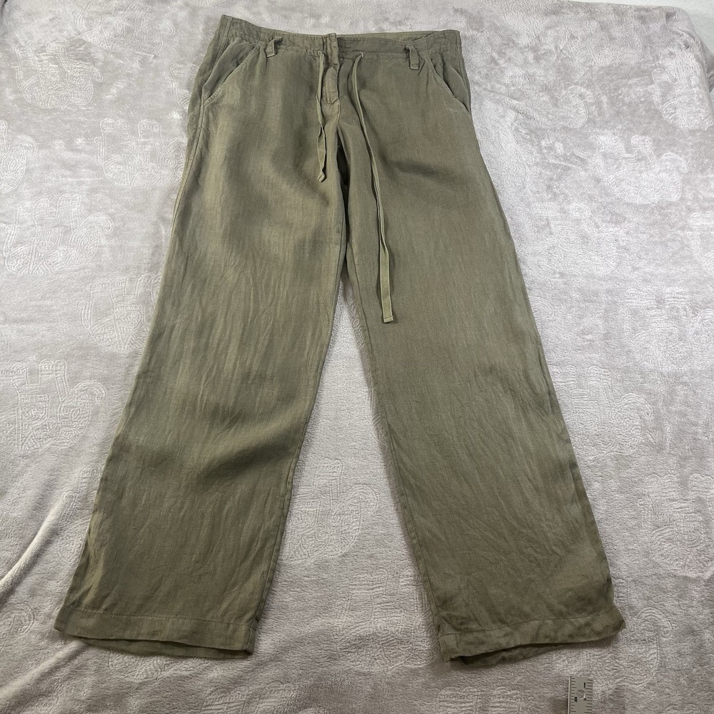 J. Crew Olive Green Wide-Leg Linen Pants